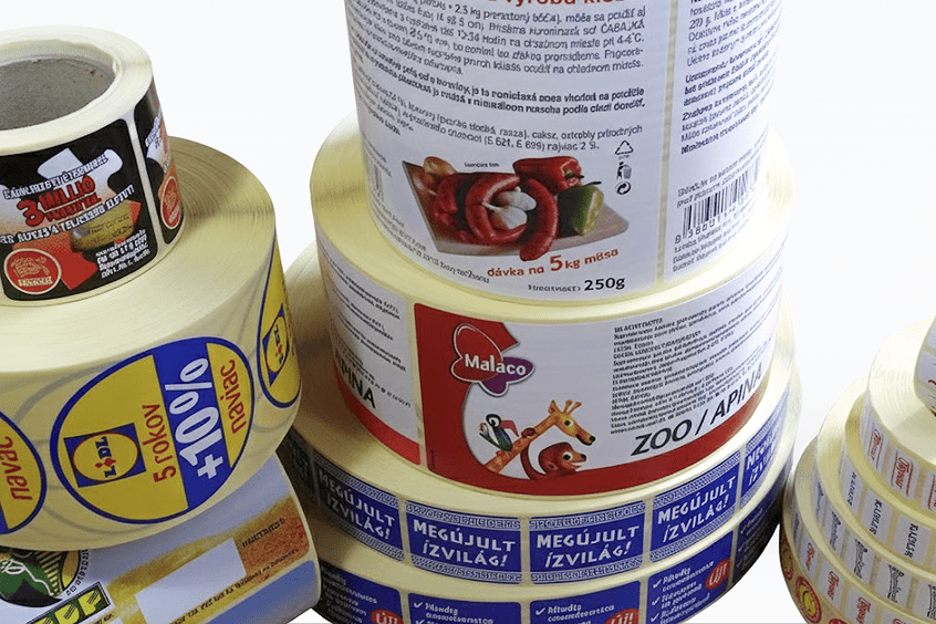 Grafische Etiketten auf Rollen